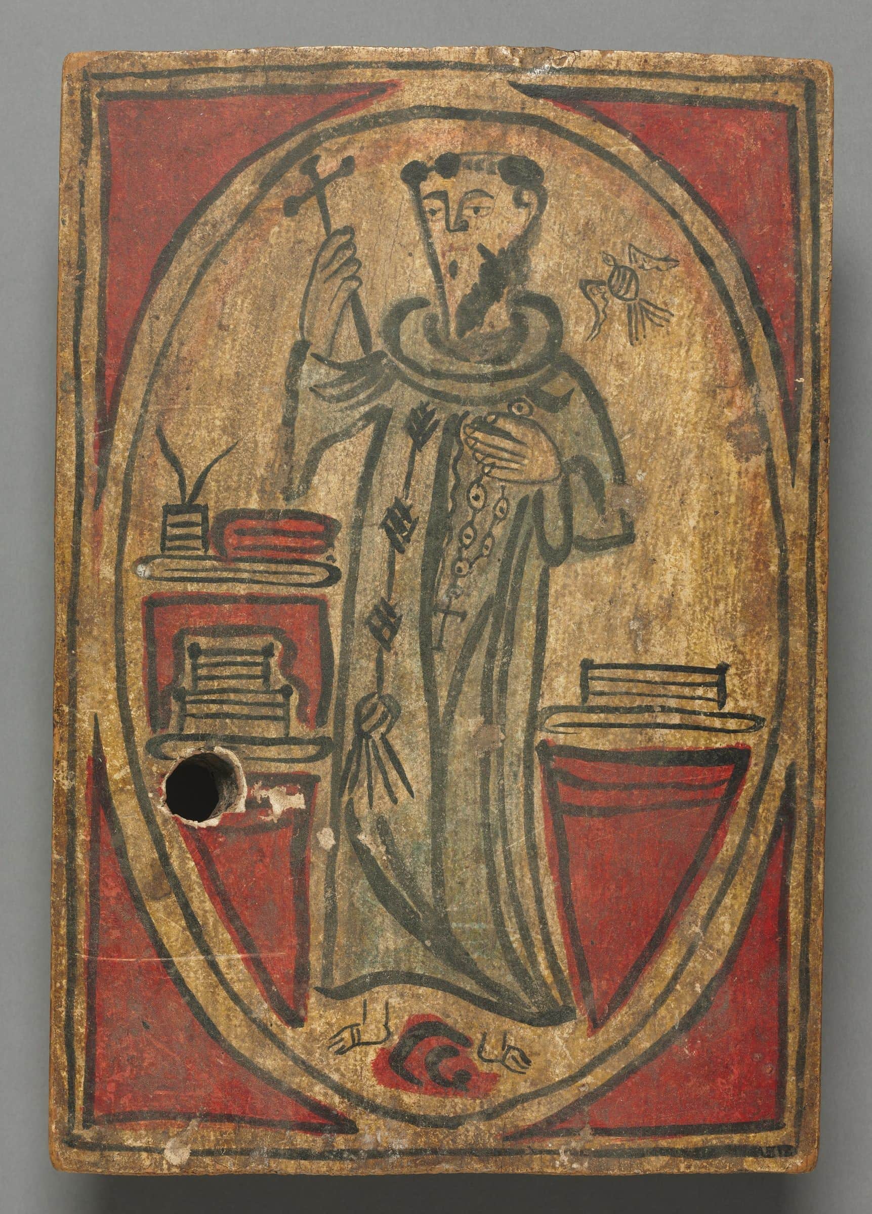 A painted New Mexican retablo of San Francisco, the patron saint of Santa Fe